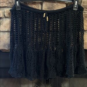 Black Crochet Swimsuit Coverup Skirt. Large.